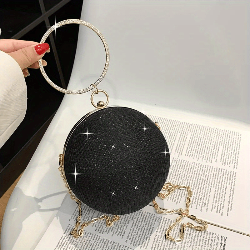 Light Luxury Spherical Bag Fashionable Versatile Round Ball Handbag, Shiny Evening Clutch, Women'S Classic Party Tote for Carnival Music Festival - Kenner House Emporium