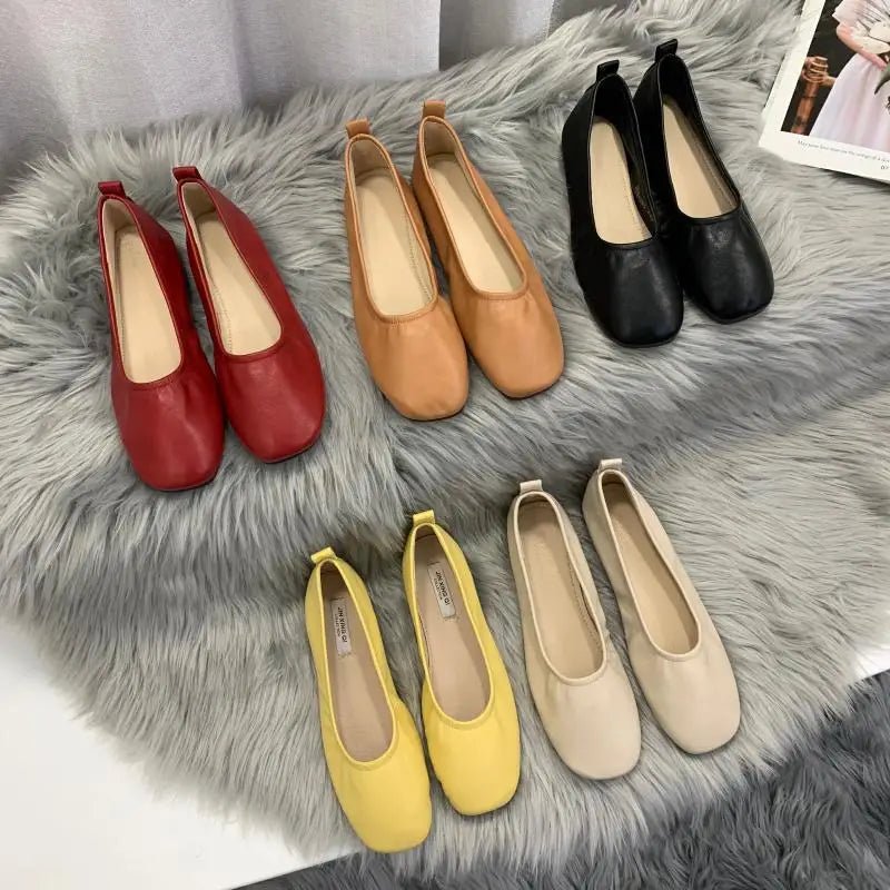 2026 Women Shoes Brand Designer Ballet Flats Woman Round Toe Japanned Leather Flats Vintage Narrow Band Loafers - Kenner House Emporium