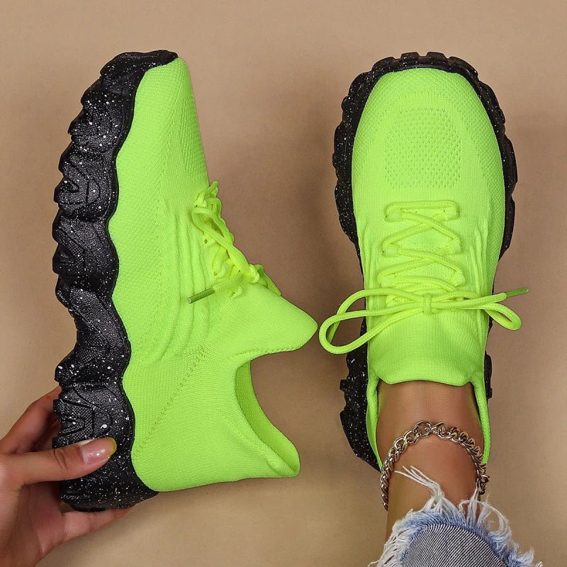 Spring Pink Sneakers Woman Shoes Casual Breathable Mesh Sneakers for Women Platform Slip - on Knitted Socks Sneakers Ladies - Kenner House Emporium