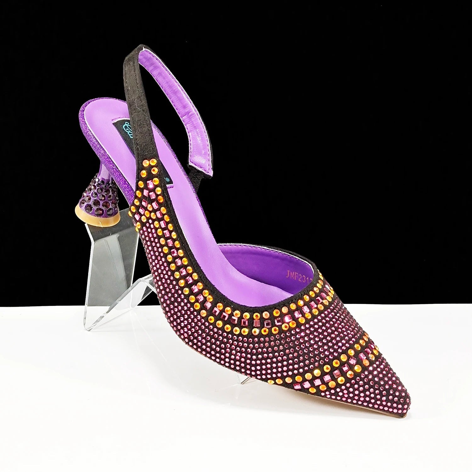 QSGFC New Italian Pumps and Bag To Party 2024 INS Style Pointed - Toe Rhinestone Elegant High Heels Champagne Wedge for Women - Kenner House Emporium