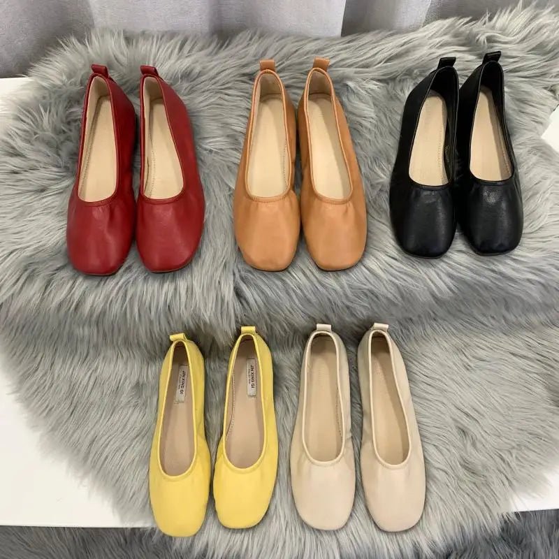 2026 Women Shoes Brand Designer Ballet Flats Woman Round Toe Japanned Leather Flats Vintage Narrow Band Loafers - Kenner House Emporium