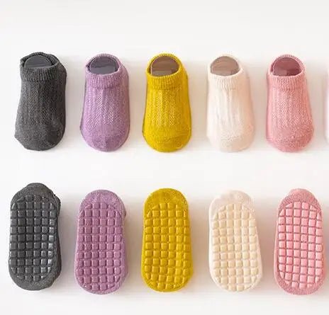 5 pairs Spring Summer Newborn Baby Socks Solid Color Infant Baby Floor Socks Soft Cotton Anti - slip Boat Socks For Girls Boys 0 - 5 - Kenner House Emporium
