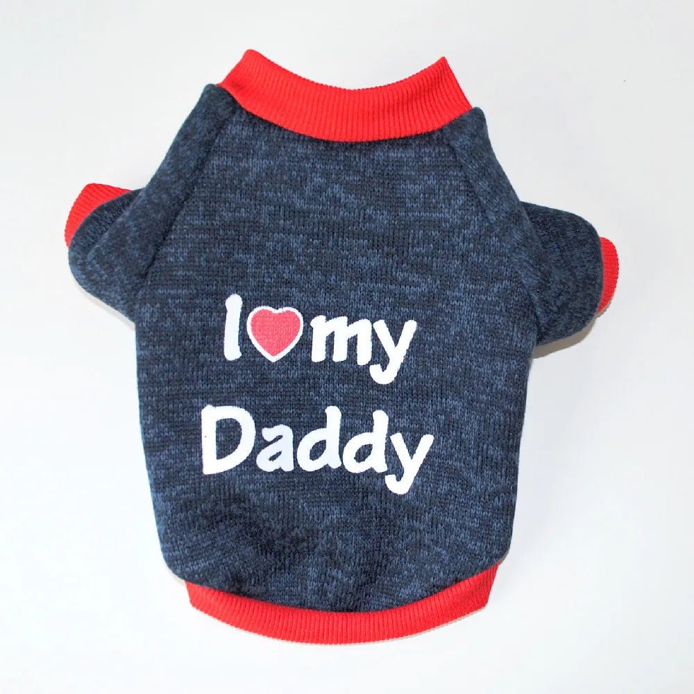 Small Dog Clothes Cute Puppy Cat Clothing Cotton T-shirt Chihuahua Pug Clothes Vest Spring Autumn Pet Costume I Love Daddy Mommy - Kenner House Emporium