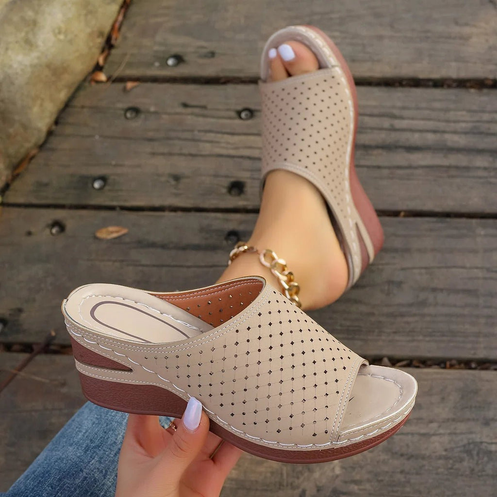 Sandals For Women 2025 Summer Dressy Women Shoes Thick Soled Wedge Sandals Fashionable One Foot Bohemian Beach Sandales Femmes - Kenner House Emporium