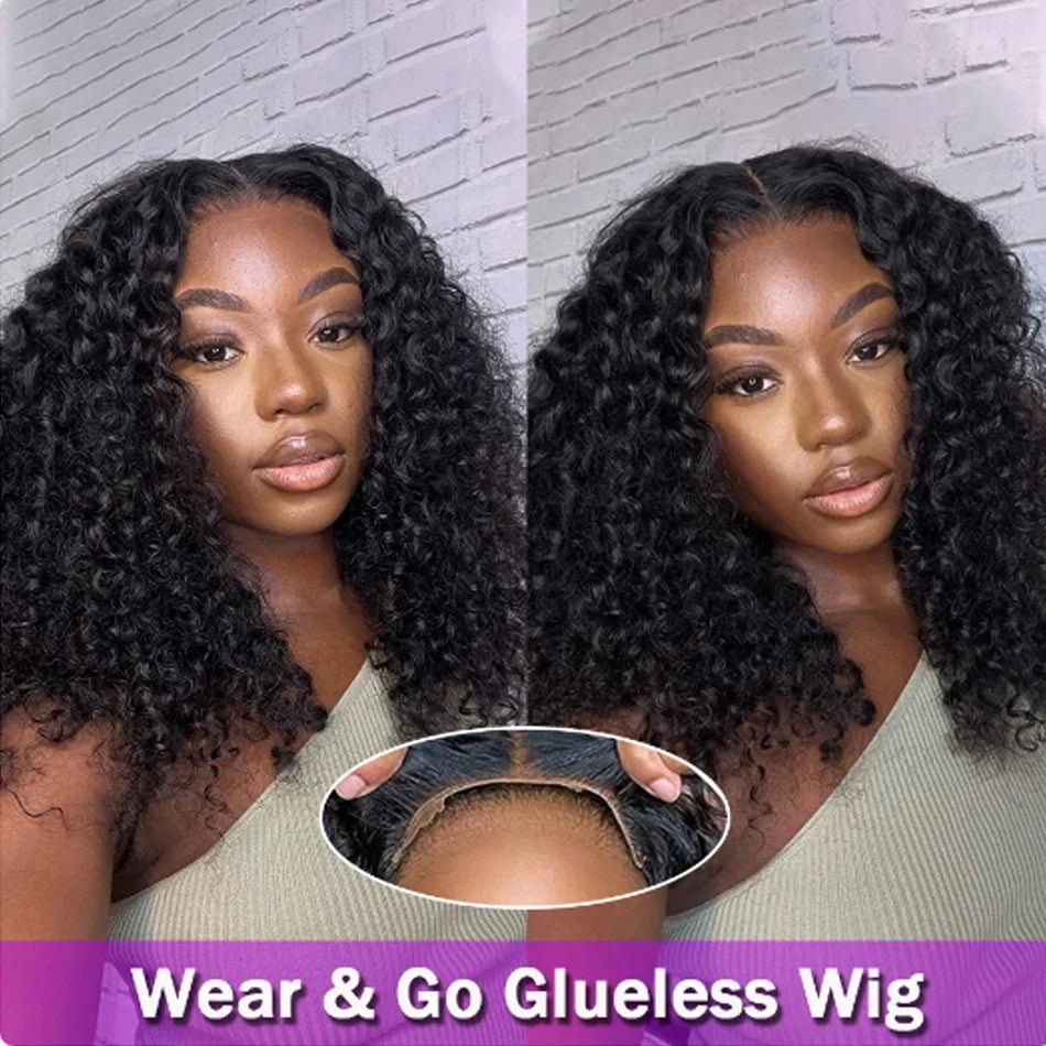 250 Density Wear And Go Water Wave Bob Glueless Wet And Wavy HD Lace Frontal Pre Cut Human Wigs Brazilian Virgin Cheveux Humain - Kenner House Emporium