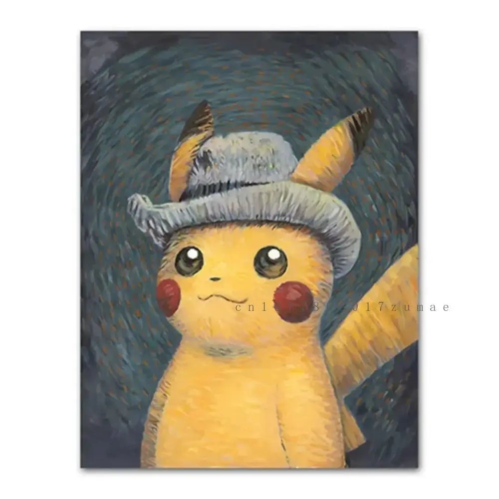 Pokmon Anime Character Pikachu Posters Van Gogh Museum Watercolor Canvas With HD Printed Wall art Pictures For Living Room Gifts - Kenner House Emporium