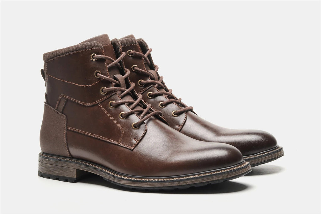 Dark Brown Men boots Spring British Style Leather Boots Retro Men Ankle Boots - Kenner House Emporium