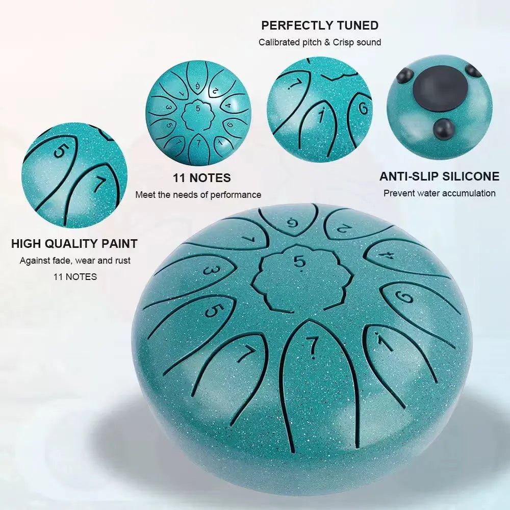 Colourful Steel Tongue Drum Outdoors Rain Drum Instrument 6 inch Hand Drum Ethereal Drum Sticks Percussion Drum Accessories - Kenner House Emporium