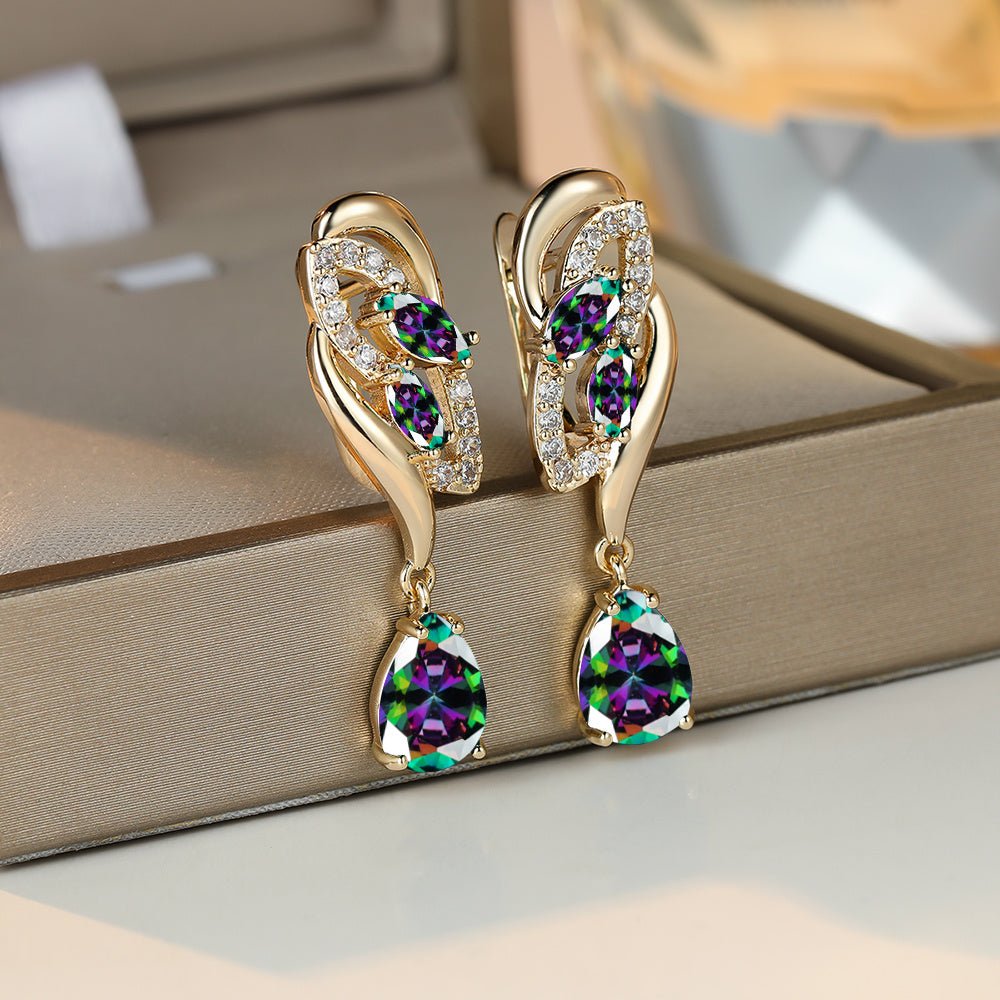 Romantic Flower Dangle Earrings Women Birthstone Party Earrings Jewelry Gifts - Kenner House Emporium