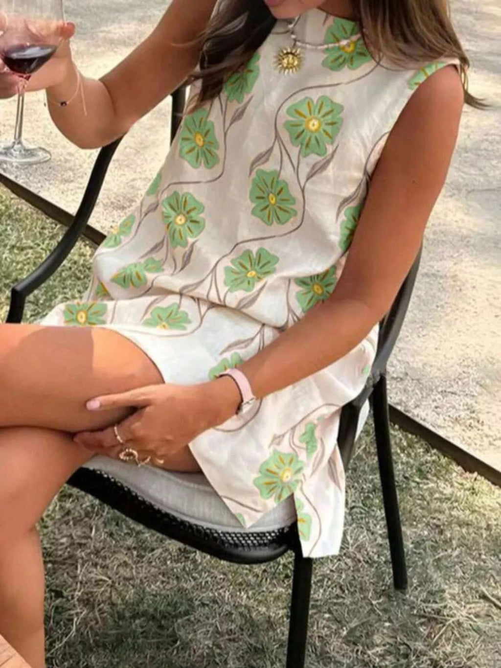 Floral Pattern Sleeveless Mini Dress - Kenner House Emporium
