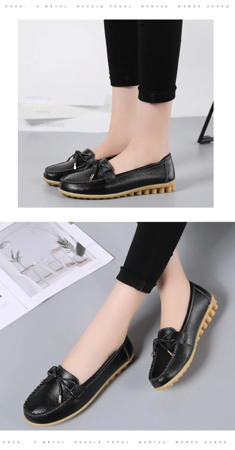 New Woman Flats Shoes Ballet Flat Sneakers Genuine Leather Spring Soft Moccasins Ladies Boat Ballerina Espadrilles Creepers - Kenner House Emporium