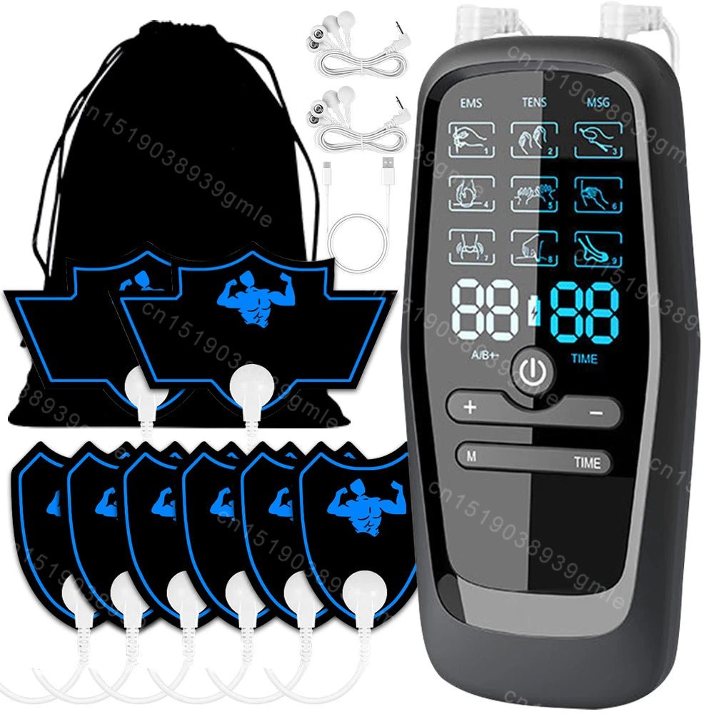 Electric 9 Modes Digital Therapy Muscle Stimulator Physiotherapy Microcurrent Tens electrostimulator EMS Pulse Body Massager - Kenner House Emporium
