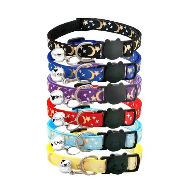 Pet Collar With Bell Cartoon Footprint Colorful Dog Puppy Kitten Collar Adjustable Safety Bell Ring Necklace Pet Accessories - Kenner House Emporium