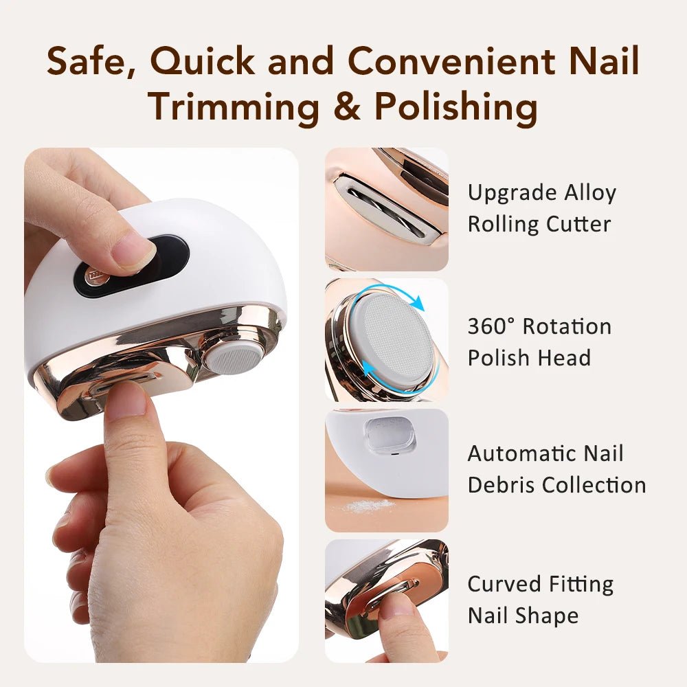 2 In 1 Electric Nail Clippers Manicure Anti - Splash Nail Trimmer For Baby Finger Toe Scissors Pedicure Thick Nails Cutter Tools - Kenner House Emporium