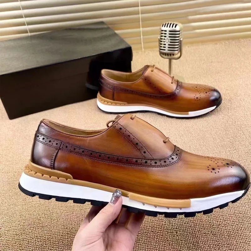 Spring Casual Shoes Men's Genuine Leather Anti - skid Sports Shoes Outdoor Walking Shoes Classic Pointed Breathable Leather Shoes - Kenner House Emporium