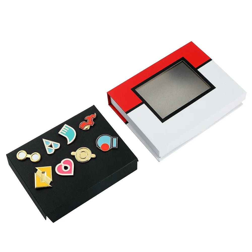 Anime Pokemon Badges Kanto Johto Hoenn Sinnoh Unova Kalos League Region Orange Islands Pins Brooches Box Set Pocket Monster - Kenner House Emporium
