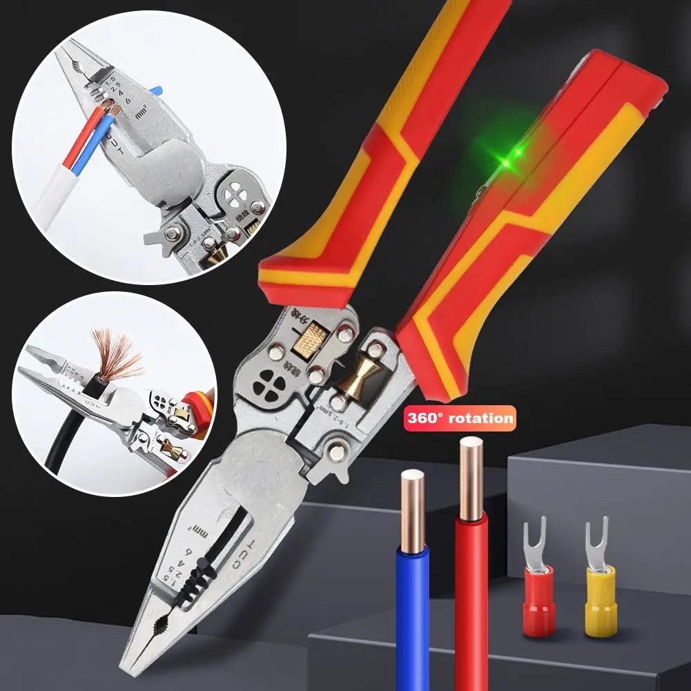 Electrician Plier 9 - in - 1 Multifunctional Versatile Wire Stripping Pliers Electricity Measurement Non - slip Wire Stripping Plier - Kenner House Emporium