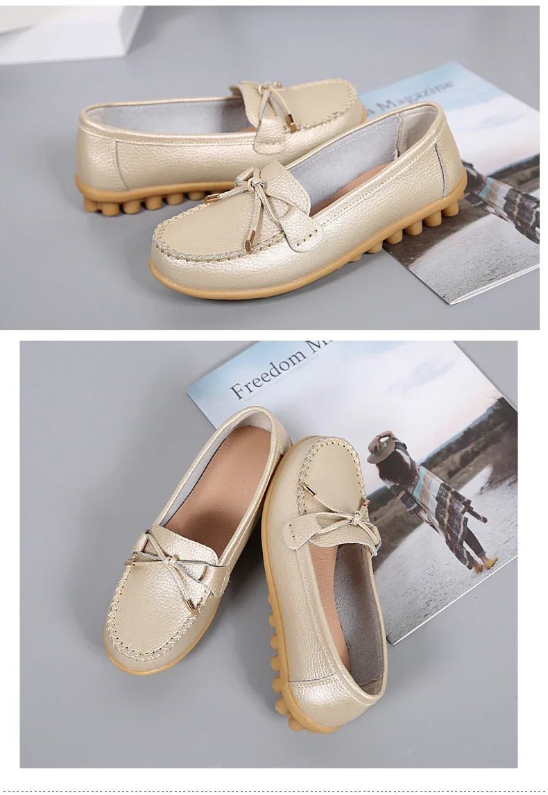 New Woman Flats Shoes Ballet Flat Sneakers Genuine Leather Spring Soft Moccasins Ladies Boat Ballerina Espadrilles Creepers - Kenner House Emporium