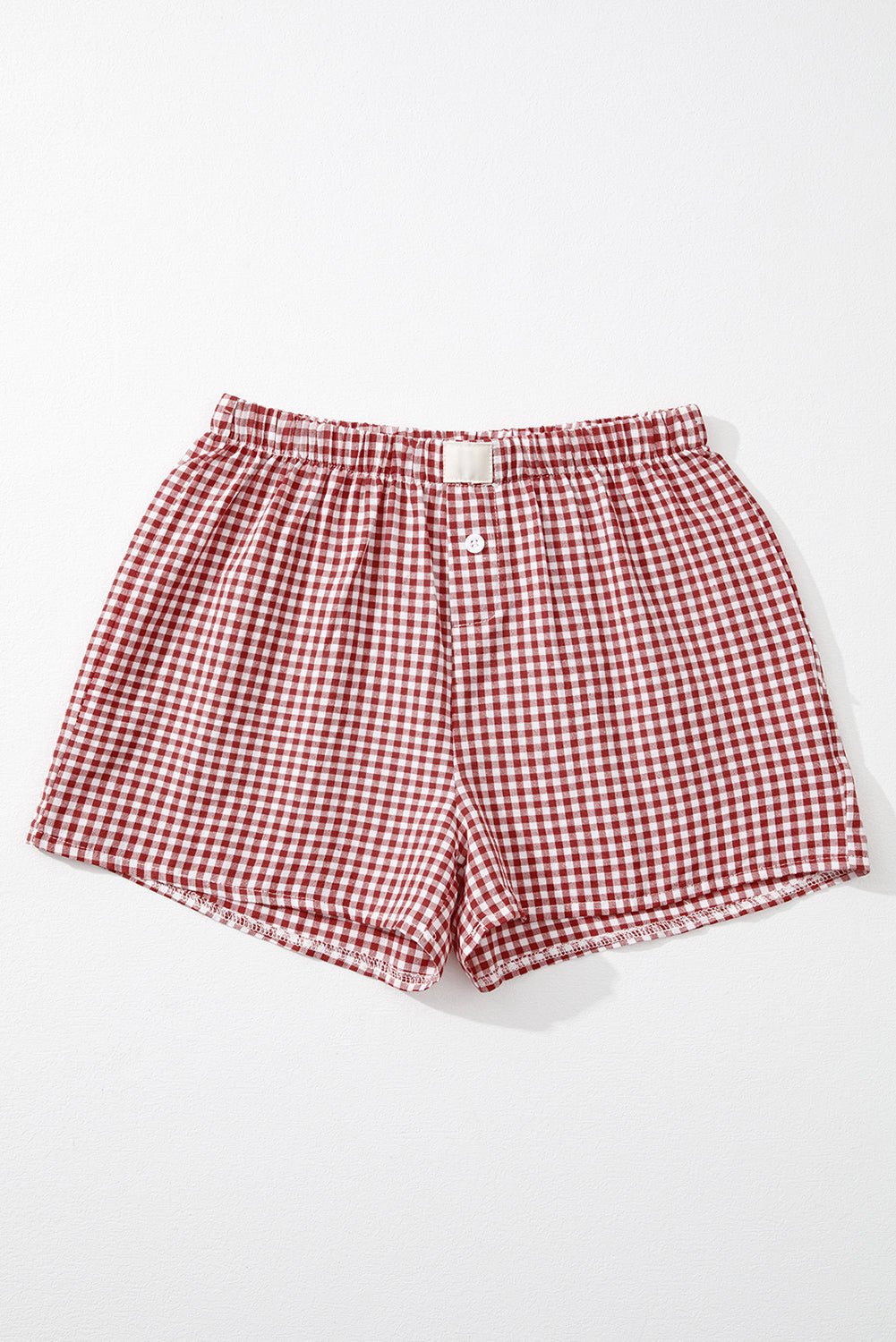 Red Vintage Plaid Print High Waisted Loose Wide Leg Shorts - Kenner House Emporium