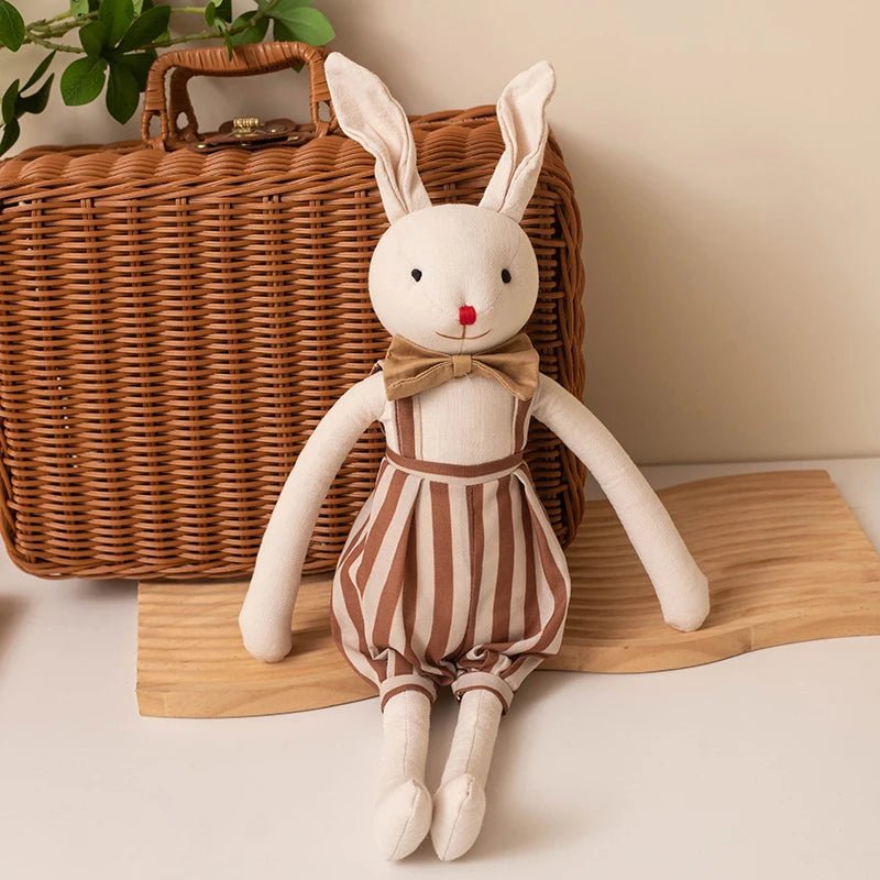 Stuffed Bunny Cloth Dress Toys Smoothing Toy for Infant Cuddling sleep doll for Girls Handmade Diversity Brown Rabbit Plushie - Kenner House Emporium