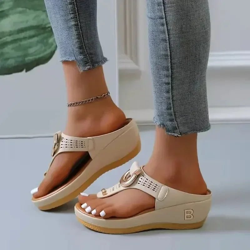 Summer Sandals Women 2025 Big Size Platform Wedges Sandals Slippers Non - Slip Open Toe Flip Flops Ladies Comfortable Beach Shoes - Kenner House Emporium