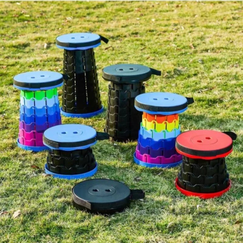 Outdoor telescopic folding stool - portable for queueing during travel, adjustable for home use, retractable seat for camping. - Kenner House Emporium