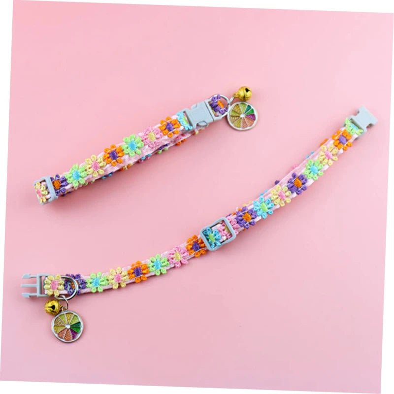Pet Collar With Bell Cartoon Footprint Colorful Dog Puppy Kitten Collar Adjustable Safety Bell Ring Necklace Pet Accessories - Kenner House Emporium