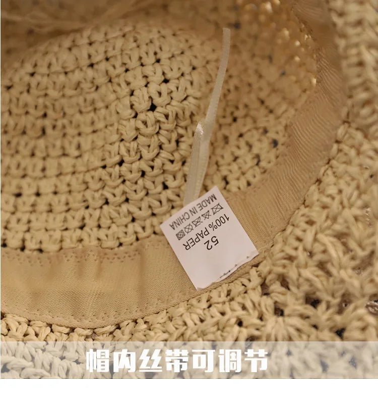 Fashion Baby Petal Brim Straw Woven Hat Sun Protection Lace Cap Kids Girls Princess Collapsible Beach Cute Infant Bucket Hats - Kenner House Emporium