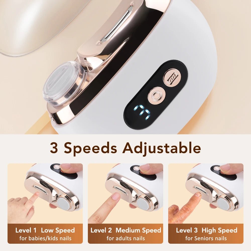 2 In 1 Electric Nail Clippers Manicure Anti - Splash Nail Trimmer For Baby Finger Toe Scissors Pedicure Thick Nails Cutter Tools - Kenner House Emporium