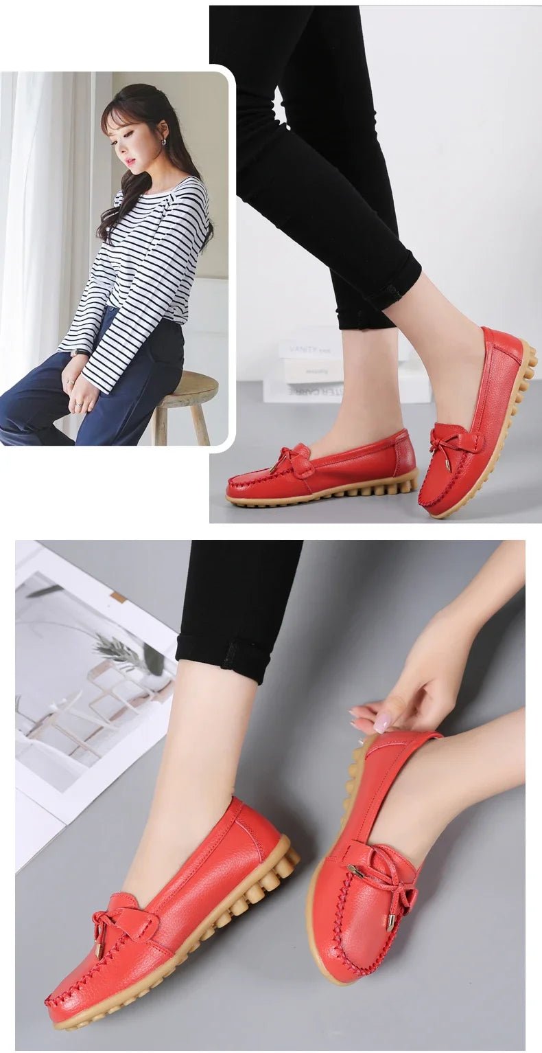 New Woman Flats Shoes Ballet Flat Sneakers Genuine Leather Spring Soft Moccasins Ladies Boat Ballerina Espadrilles Creepers - Kenner House Emporium