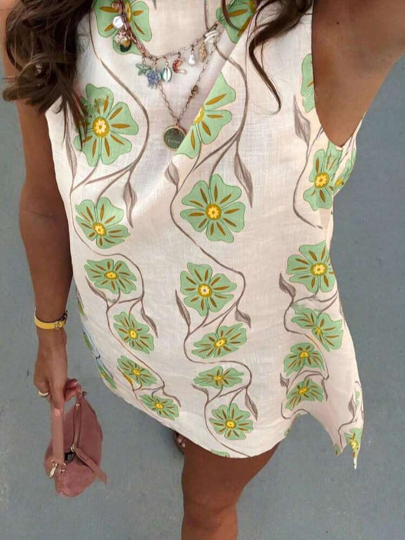 Floral Pattern Sleeveless Mini Dress - Kenner House Emporium