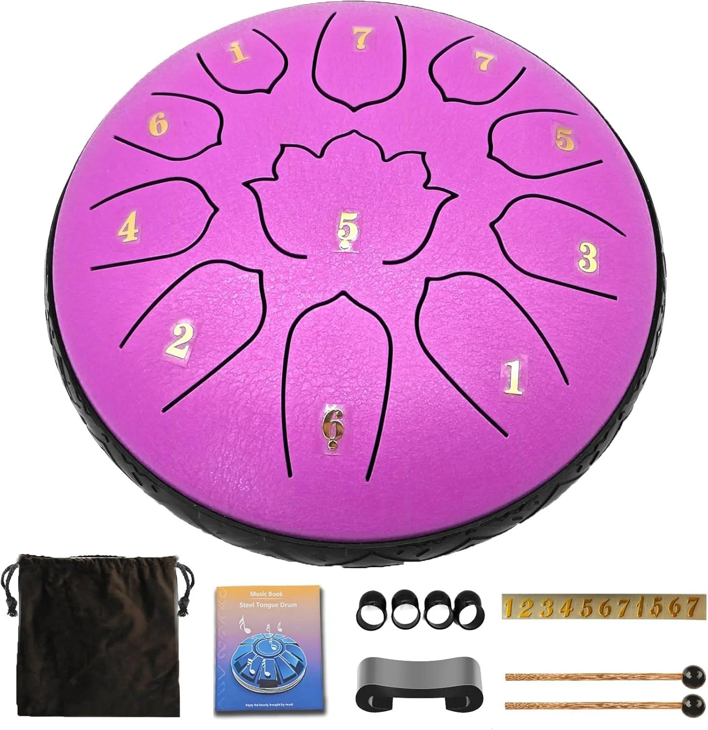 Steel Tongue Drum 6 Inch 11 Notes, Glucophone Ethereal Music Drum Percussion instrument for Yoga Meditation - Kenner House Emporium