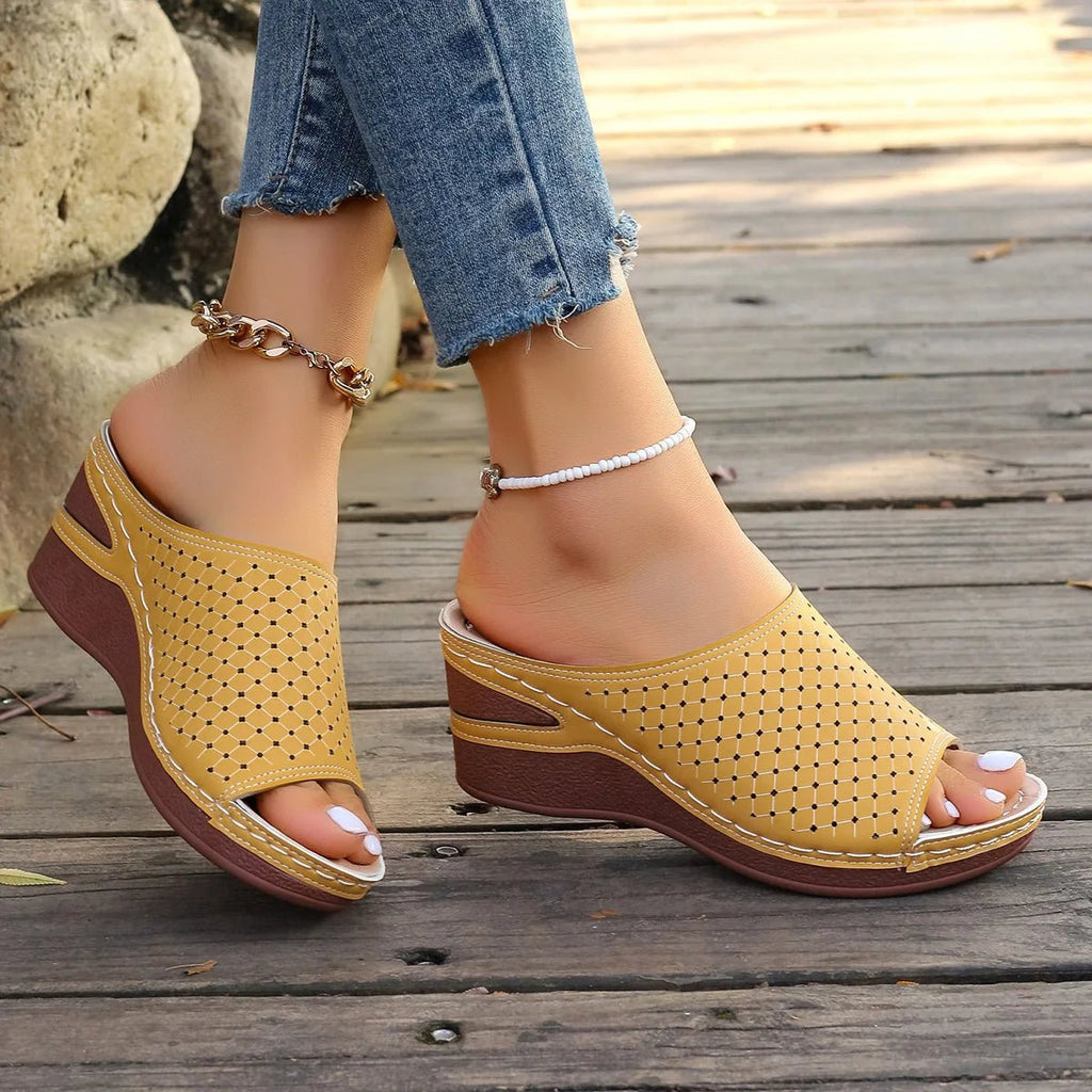 Sandals For Women 2025 Summer Dressy Women Shoes Thick Soled Wedge Sandals Fashionable One Foot Bohemian Beach Sandales Femmes - Kenner House Emporium