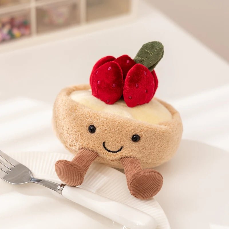 Kawaii Smile Cake Plush Toys Soft Stuffed Dessert Dolls with Candle Cherry Birthday Xmas Gift For Kids Cuddly Home Party Decor - Kenner House Emporium