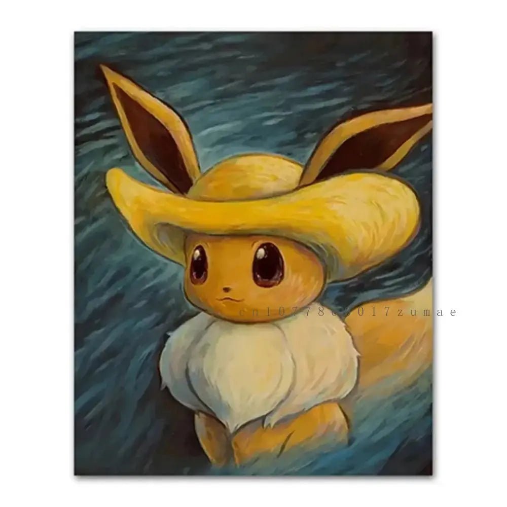 Pokmon Anime Character Pikachu Posters Van Gogh Museum Watercolor Canvas With HD Printed Wall art Pictures For Living Room Gifts - Kenner House Emporium