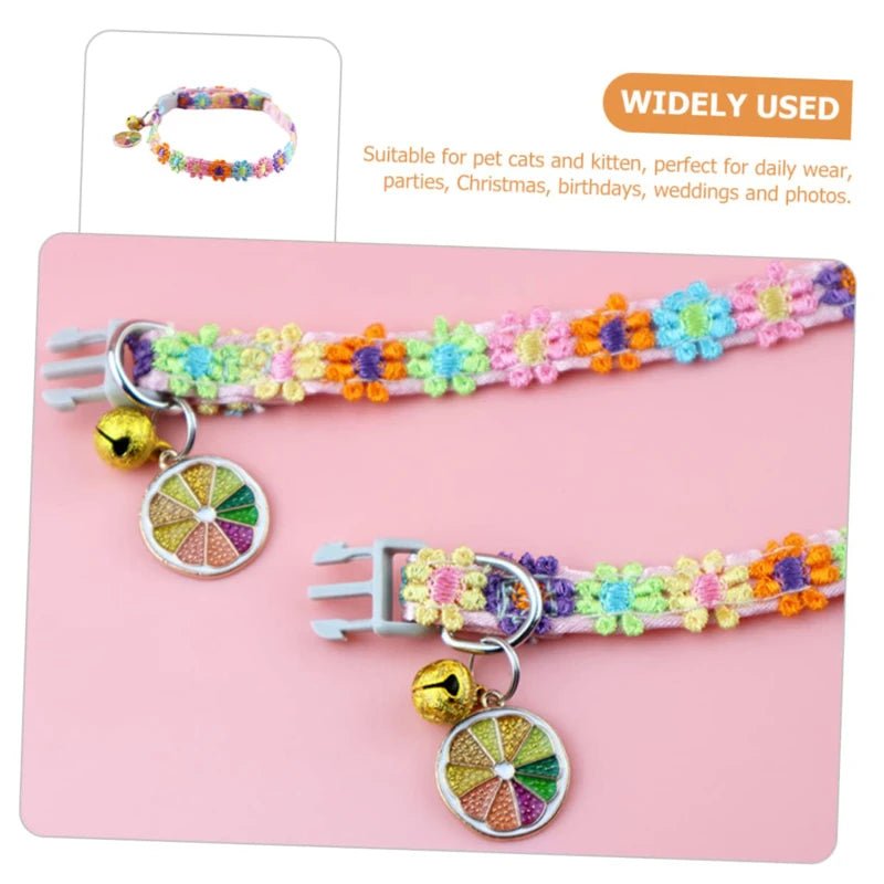 Pet Collar With Bell Cartoon Footprint Colorful Dog Puppy Kitten Collar Adjustable Safety Bell Ring Necklace Pet Accessories - Kenner House Emporium