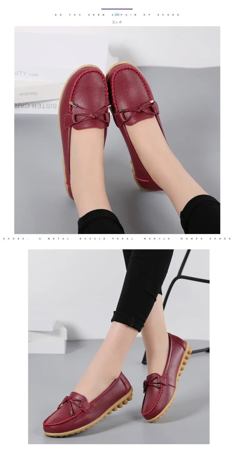 New Woman Flats Shoes Ballet Flat Sneakers Genuine Leather Spring Soft Moccasins Ladies Boat Ballerina Espadrilles Creepers - Kenner House Emporium