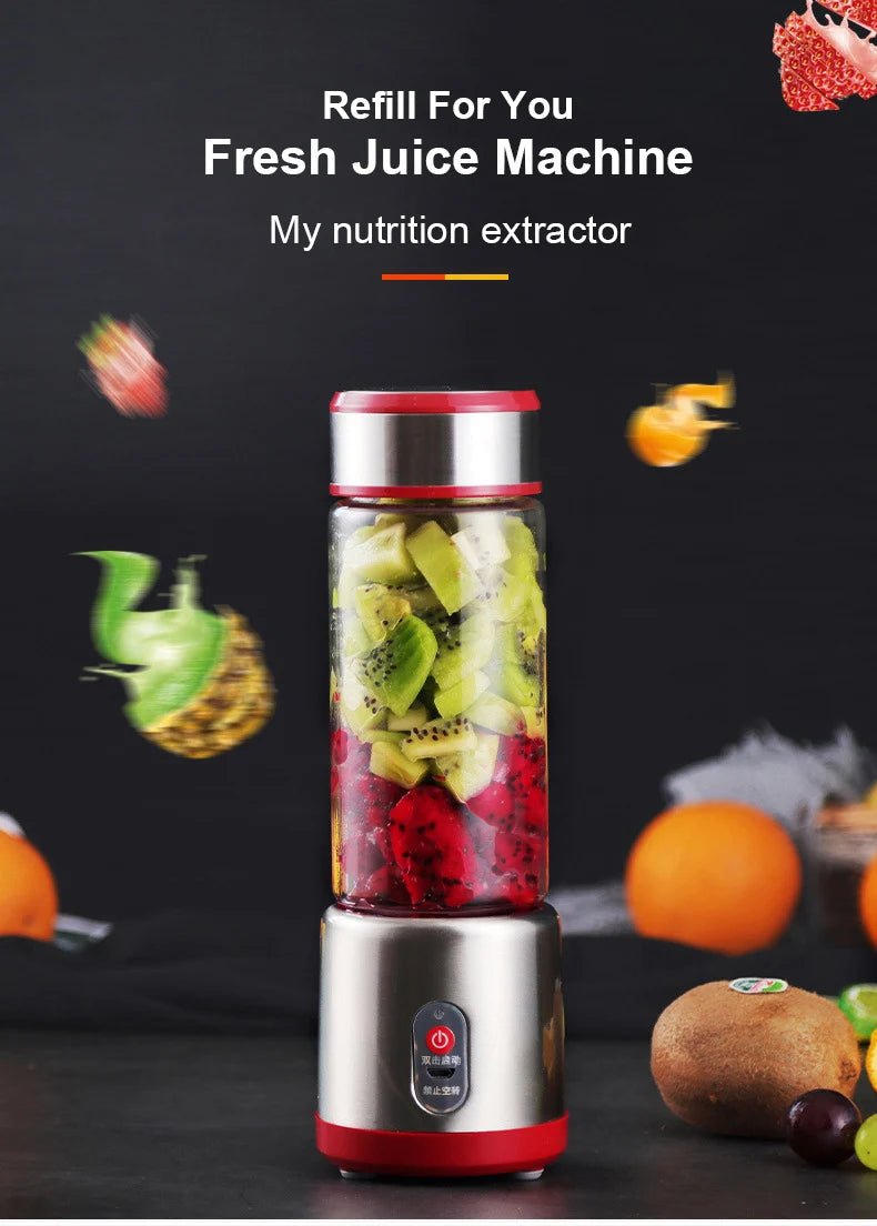 Multifunction Juicers Portable Electric Blender USB Rechargeable Electric Mixer Fruit Orange Milkshake Juice Maker Machine 450M - Kenner House Emporium