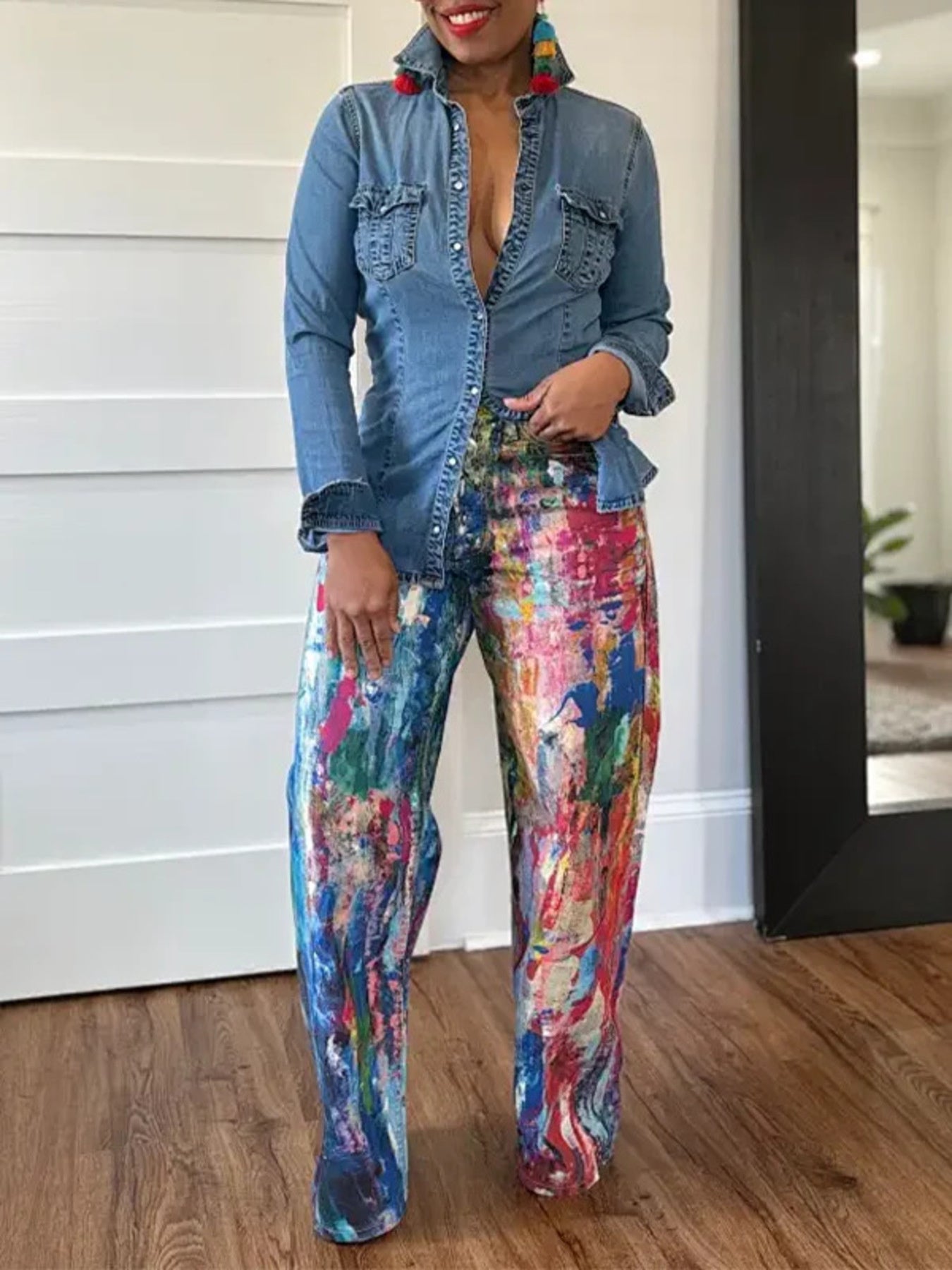 Painted Wide Leg Pants - Kenner House Emporium