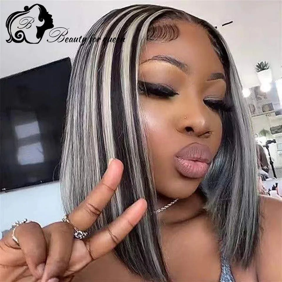 Human Hair Pre Plucked 180% Density Glueless Wigs Human Hair Straight 13X4 Lace Front Human Hair Wigs 60 Black Color Bob Wig - Kenner House Emporium