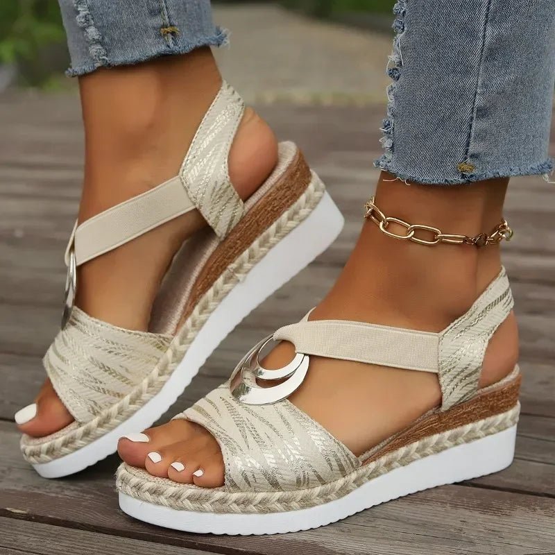Women's Wedges Sandals 2024 Summer Snake Print Platform Sandals Gladiator Shoes Woman Comfort Casual Med High Heels Sandals - Kenner House Emporium