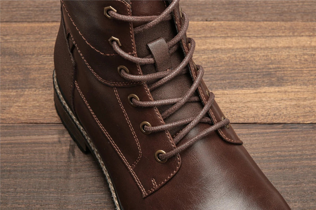 Dark Brown Men boots Spring British Style Leather Boots Retro Men Ankle Boots - Kenner House Emporium
