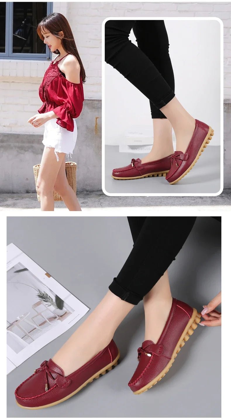 New Woman Flats Shoes Ballet Flat Sneakers Genuine Leather Spring Soft Moccasins Ladies Boat Ballerina Espadrilles Creepers - Kenner House Emporium
