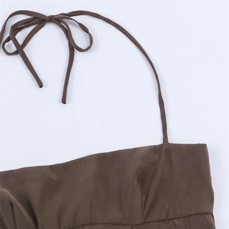 Women's Dress 2026 New Fashion Spring Summer Halter neck Midi Dress for Women Casual Chic Personality Spaghetti Strap Dress - Kenner House Emporium