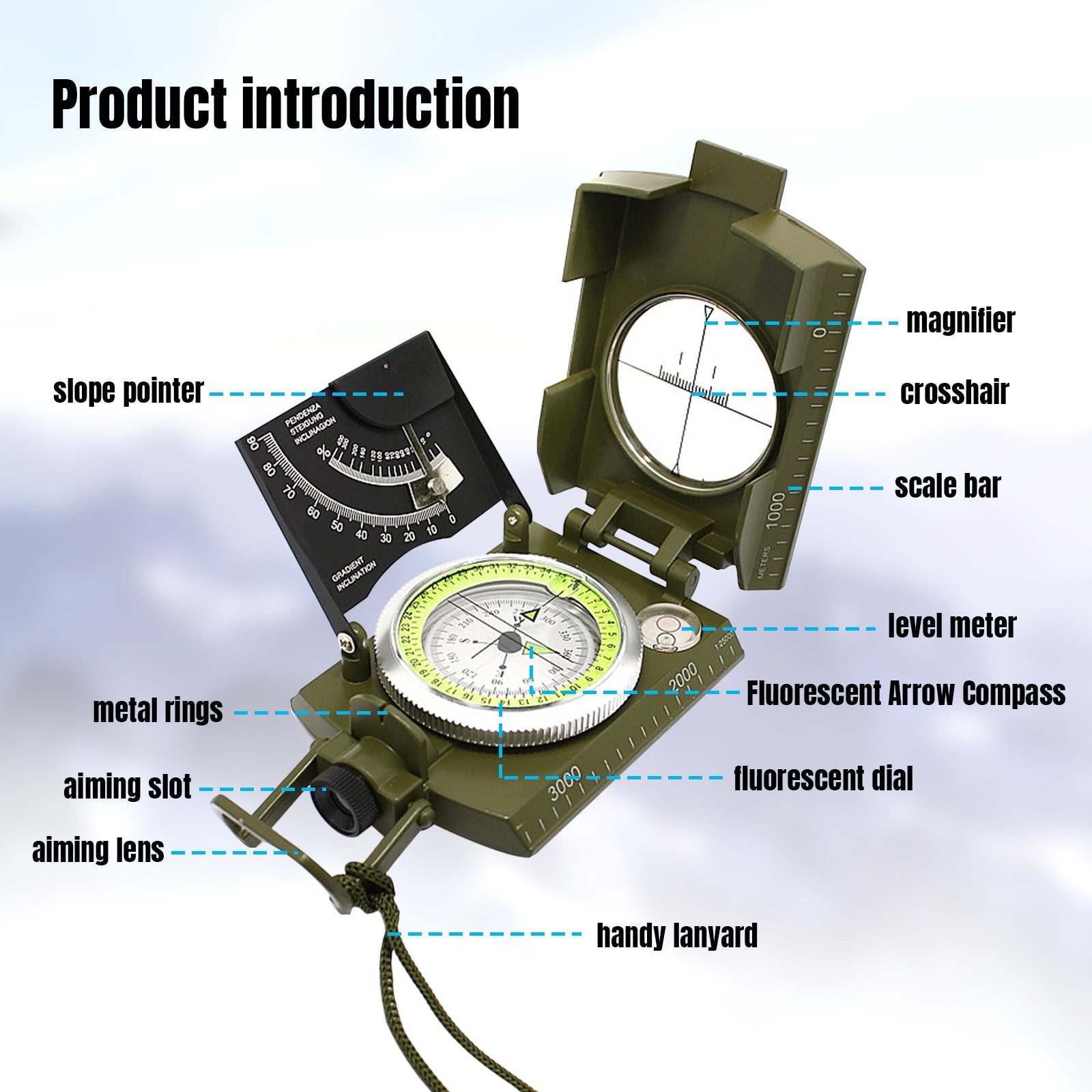 Multifunctional Luminous Dial Waterproof Anti - fog Accurate Compass For Hiking Camp - Kenner House Emporium