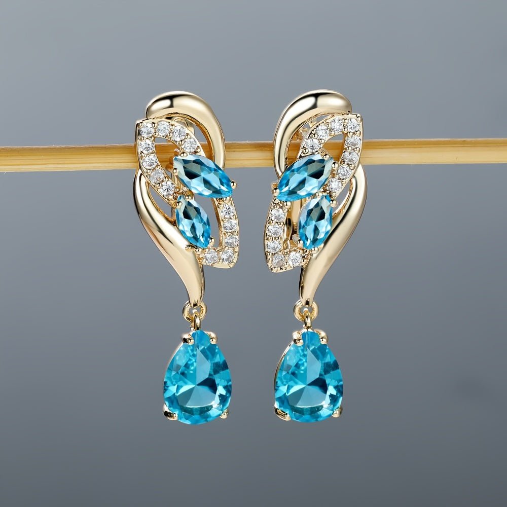 Romantic Flower Dangle Earrings Women Birthstone Party Earrings Jewelry Gifts - Kenner House Emporium
