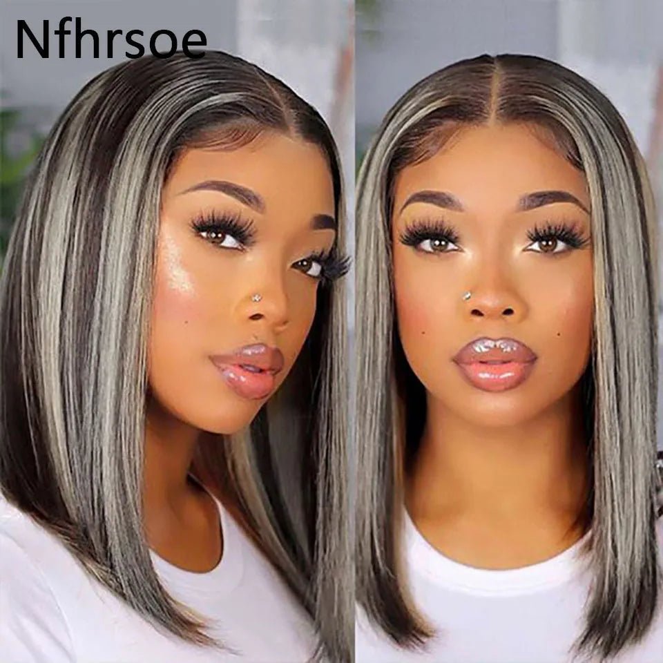 Human Hair Pre Plucked 180% Density Glueless Wigs Human Hair Straight 13X4 Lace Front Human Hair Wigs 60 Black Color Bob Wig - Kenner House Emporium