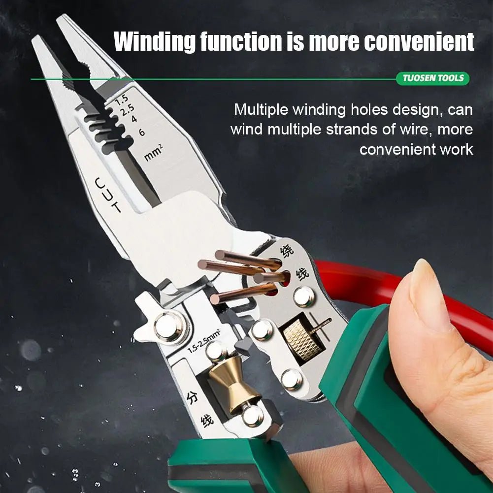 Electrician Plier 9 - in - 1 Multifunctional Versatile Wire Stripping Pliers Electricity Measurement Non - slip Wire Stripping Plier - Kenner House Emporium