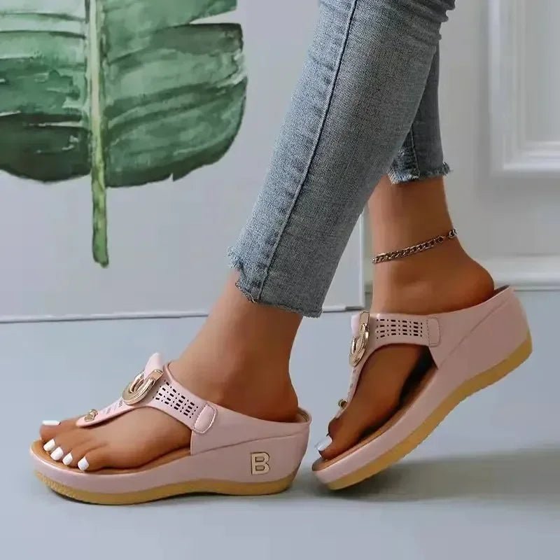Summer Sandals Women 2025 Big Size Platform Wedges Sandals Slippers Non - Slip Open Toe Flip Flops Ladies Comfortable Beach Shoes - Kenner House Emporium