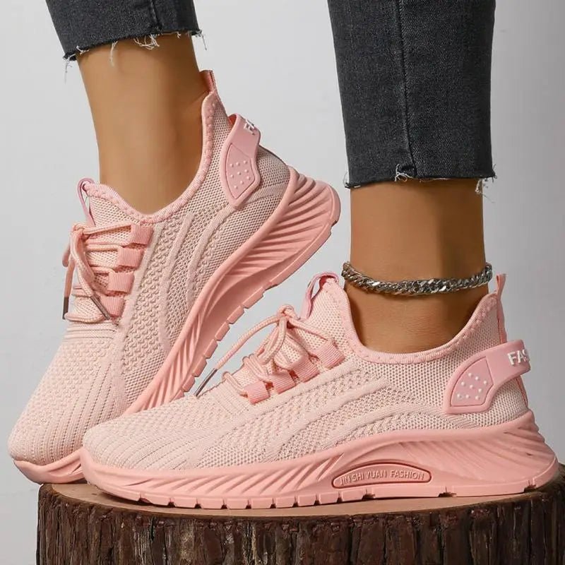Spring Pink Sneakers Woman Shoes Casual Breathable Mesh Sneakers for Women Platform Slip - on Knitted Socks Sneakers Ladies - Kenner House Emporium